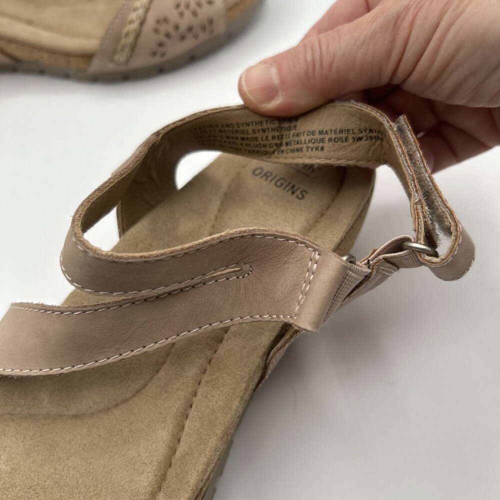 Earth Origins Sandals Women's Size 9W Tan Slingback Wedge Casual Shoes - Picture 9 of 9